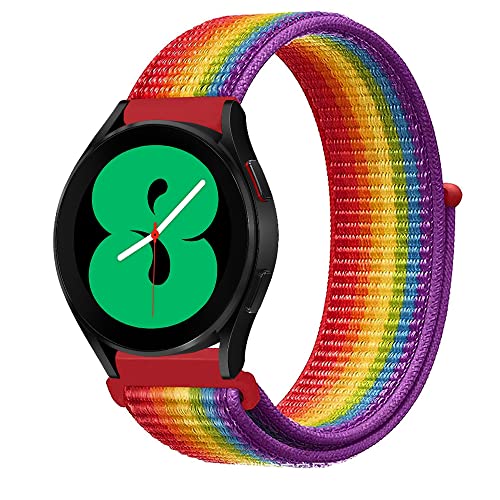 Niboow 20mm Armband für Samsung Galaxy Watch 6 Classic 43mm 47mm/Watch 6 40mm 44mm/Watch 5/Watch 5 Pro/Watch 4/Watch 4 Classic, Nylon Ersatzarmband Armbänder für Samsung Gear Sport-Regenbogen von Niboow