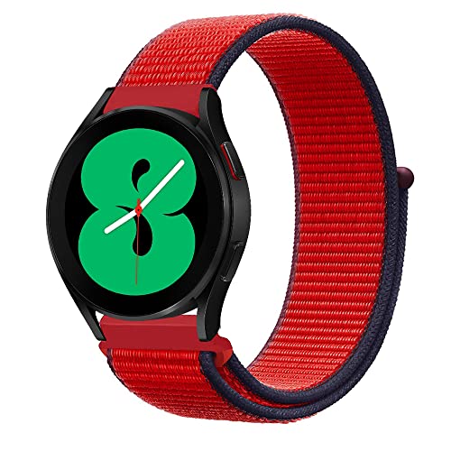 Niboow 20mm Armband für Samsung Galaxy Watch 6 Classic 43mm 47mm/Watch 6 40mm 44mm/Watch 5/Watch 5 Pro/Watch 4/Watch 4 Classic, Nylon Ersatzarmband Armbänder für Samsung Gear Sport-Rot von Niboow