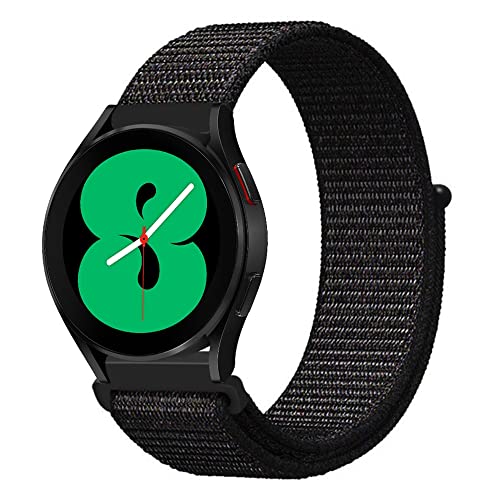 Niboow 20mm Armband für Samsung Galaxy Watch 6 Classic 43mm 47mm/Watch 6 40mm 44mm/Watch 5/Watch 5 Pro/Watch 4/Watch 4 Classic, Nylon Ersatzarmband Armbänder für Samsung Gear Sport-Schwarz von Niboow