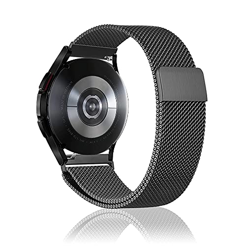 Niboow 20mm Armband für Samsung Galaxy Watch 6 Classic 43mm 47mm/Watch 6 40mm 44mm/Watch 5/Watch 5 Pro/Watch 4/Watch 4 Classic/Watch 3 41mm, Metall Uhrenarmband Armbänder für Samsung Gear Sport-Schwar von Niboow