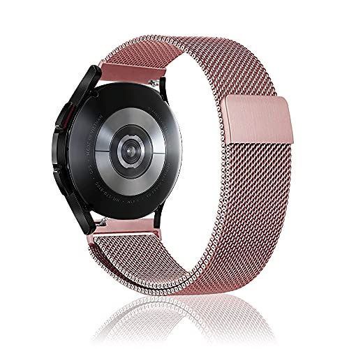 Niboow 20mm Armband für Samsung Galaxy Watch Watch 7/6/5/4 (40mm 44mm)/Watch FE/Watch 6 Classic (43mm 47mm)/Watch 5 Pro 45mm, Metall Edelstahl Uhrenarmband Armbänder für Samsung Gear Sport - Rosa von Niboow