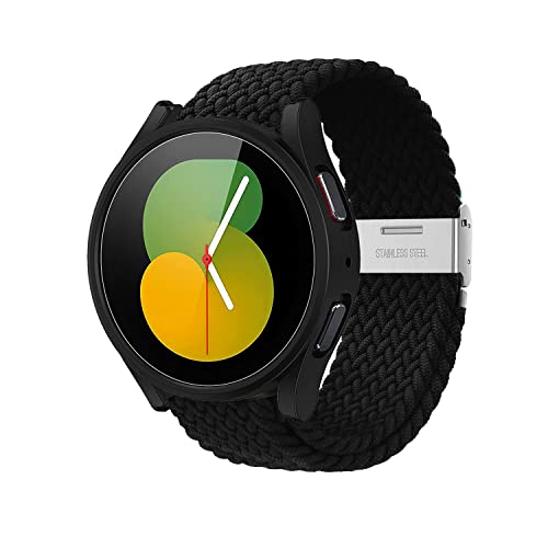 Niboow 20mm Armband für Samsung Galaxy Watch 6 Classic 43mm 47mm/Watch 6 40mm 44mm/Watch 5/Watch 5 Pro/Watch 4/Watch 4 Classic/Watch 3 41mm, Nylon Weben Armbänder für Samsung Gear Sport - Schwarz von Niboow