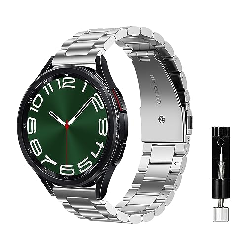 Niboow 20mm Armband für Samsung Galaxy Watch FE/Galaxy Watch 7/6/5/4 40mm 44mm, Galaxy Watch 6 Classic 43mm 47mm, Edelstahl Metall Ersatzarmband für Samsung Galaxy Watch 5 Pro 45mm - Silber von Niboow