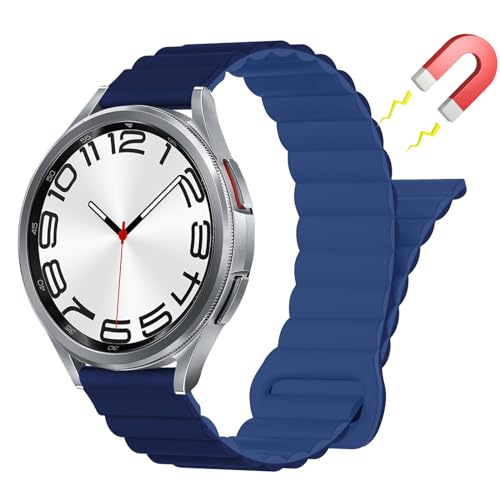 Niboow 20mm Magnetversch Silikon Armband für Samsung Galaxy Watch FE/Galaxy Watch 7/6/5/4 40mm 44mm, Galaxy Watch 6 Classic 43mm 47mm, Uhrenarmband für Samsung Galaxy Watch 5 Pro 45mm - Blau von Niboow
