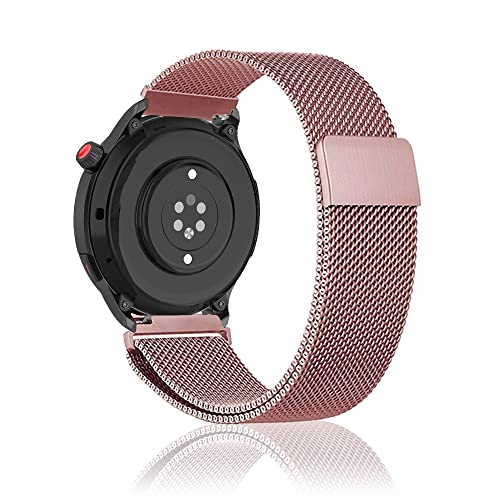 Niboow 22mm Armband für Amazfit Bip 5/GTR 4/GTR 3 Pro/GTR 3/GTR 2 eSIM/GTR 2e/GTR 47mm, Edelstahl Metall Uhrenarmband Armbänder für Amazfit Cheetah/Cheetah Pro/Stratos 3/Stratos 2s/Stratos - Rosa von Niboow