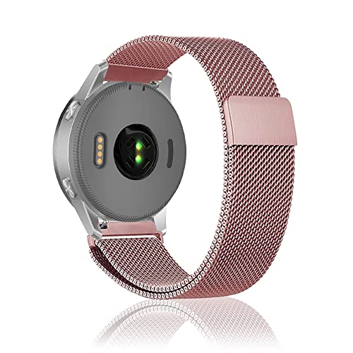 Niboow 22mm Armband für Garmin Venu 3/Venu 2, Edelstahl Metall Uhrenarmband Armbänder für Garmin Forerunner 265/ Forerunner 255/Forerunner 255 Music/Vivoactive 4/Huawei Watch GT 4 46mm/Watch 4-Rosa von Niboow