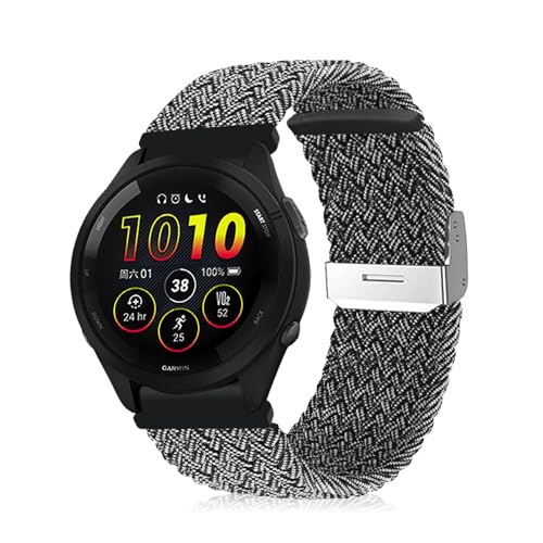 Niboow 22mm Armband für Garmin Venu 3/Venu 2, Geflochtene Nylon Armbänder für Garmin Forerunner 265/Forerunner 255/Forerunner 255 Music/Vivoactive 4/Huawei Watch GT 4 46mm/Watch 4 Pro-Grau von Niboow