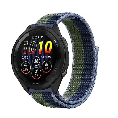 Niboow 22mm Armband für Garmin Venu 3/Venu 2, Nylon Armbänder Uhrenarmband für Garmin Forerunner 265/Forerunner 255/Forerunner 255 Music/Garmin Vivoactive 4 - Blau Grün von Niboow