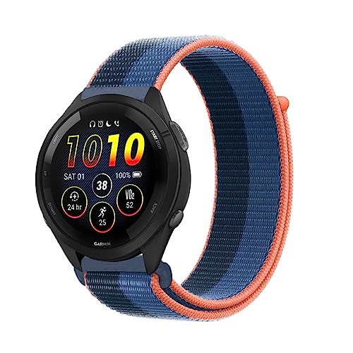 Niboow 22mm Armband für Garmin Venu 3/Venu 2, Nylon Armbänder Uhrenarmband für Garmin Forerunner 265/Forerunner 255/Forerunner 255 Music/Garmin Vivoactive 4 - Dunkelblau/Hellblau von Niboow