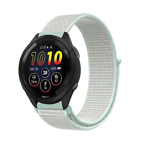 Niboow 22mm Armband für Garmin Venu 3/Venu 2, Nylon Armbänder Uhrenarmband für Garmin Forerunner 265/Forerunner 255/Forerunner 255 Music/Garmin Vivoactive 4 - Hellblau Grün von Niboow