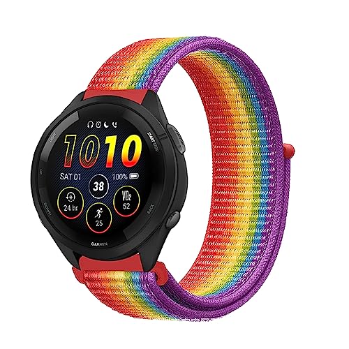 Niboow 22mm Armband für Garmin Venu 3/Venu 2, Nylon Armbänder Uhrenarmband für Garmin Forerunner 265/Forerunner 255/Forerunner 255 Music/Garmin Vivoactive 4 - Regenbogen von Niboow