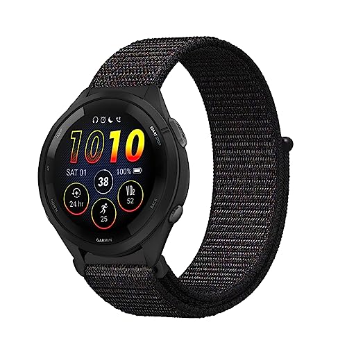 Niboow 22mm Armband für Garmin Venu 3/Venu 2, Nylon Armbänder Uhrenarmband für Garmin Forerunner 265/Forerunner 255/Forerunner 255 Music/Garmin Vivoactive 4 - Schwarz von Niboow