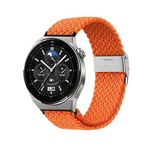 Niboow 22mm Armband für Huawei Watch GT 4 46mm/Watch 4/Watch 4 Pro/GT 3 Pro 46mm/GT 3 46 mm/GT Runner/GT 2 46 mm, Nylon Elastischer Armbänder für Huawei Watch Buds/Watch 3/Watch 3 Pro - Orange von Niboow