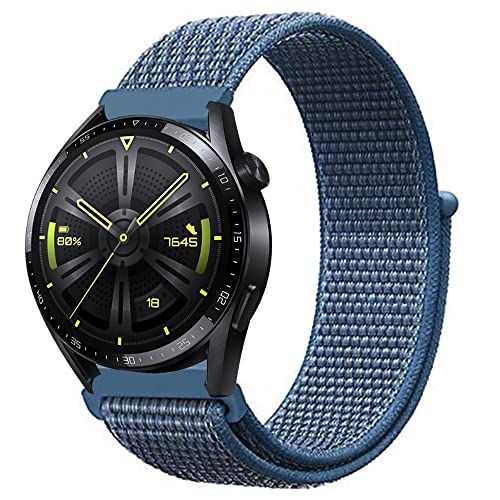 Niboow 22mm Armband für Huawei Watch GT 4 46mm/Watch 4/Watch 4 Pro/GT 3 Pro 46mm/GT 3 46 mm/GT Runner/GT 2 46 mm/GT 2 Pro, Nylon Armbänder für Huawei Watch Buds/Watch 3/Watch 3 Pro - Blau von Niboow