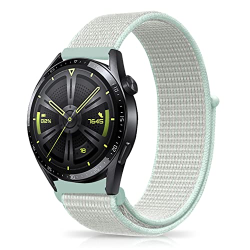 Niboow 22mm Armband für Huawei Watch GT 4 46mm/Watch 4/Watch 4 Pro/GT 3 Pro 46mm/GT 3 46 mm/GT Runner/GT 2 46 mm/GT 2 Pro, Nylon Armbänder für Huawei Watch Buds/Watch 3/Watch 3 Pro - HellblauGrün von Niboow