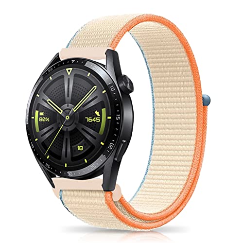 Niboow 22mm Armband für Huawei Watch GT 4 46mm/Watch 4/Watch 4 Pro/GT 3 Pro 46mm/GT 3 46 mm/GT Runner/GT 2 46 mm/GT 2 Pro, Nylon Armbänder für Huawei Watch Buds/Watch 3/Watch 3 Pro - Milchweiß von Niboow