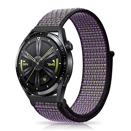 Niboow 22mm Armband für Huawei Watch GT 4 46mm/Watch 4/Watch 4 Pro/GT 3 Pro 46mm/GT 3 46 mm/GT Runner/GT 2 46 mm/GT 2 Pro, Nylon Armbänder für Huawei Watch Buds/Watch 3/Watch 3 Pro - Violett von Niboow