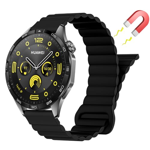 Niboow 22mm Armband für Huawei Watch GT 5 Pro 46mm/GT 5 46mm/GT 4 46mm/GT 3 Pro 46mm/GT 3 46 mm/GT Runner, Magnetversch Silikon Uhrenarmband für Huawei Watch Buds/Watch 4/Watch 4 Pro - Schwarz Niboow 22mm Armband für Huawei Watch GT 5 Pro 46mm/GT 5 46mm/GT 4 46mm/GT 3 Pro 46mm/GT 3 46 mm/GT Runner, Magnetversch Silikon Uhrenarmband für Huawei Watch Buds/Watch 4/Watch 4 Pro - Schwarz von Niboow
