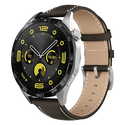Niboow 22mm Armband für Xiaomi Watch S4 / 2 / S3 / Xiaomi Redmi Watch5 Active / Watch5 Lite, Leder Uhrenarmbänder für Huawei Watch GT 5 Pro,GT5,GT4 46mm / Watch4 Pro 48mm - Kaffeefarbe von Niboow