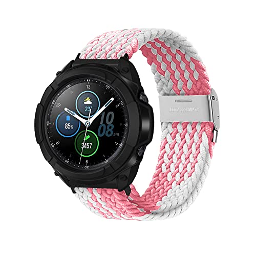 Niboow 22mm Armband für Xiaomi Watch 2 Pro/Watch S1/S1 Active/Mi Watch/Samsung Galaxy Watch 3 45mm, Nylon Armbänder für Samsung Gear S3 Frontier/S3 Classic/Gear S/Galaxy Watch 46mm - Rosa/Weiß von Niboow