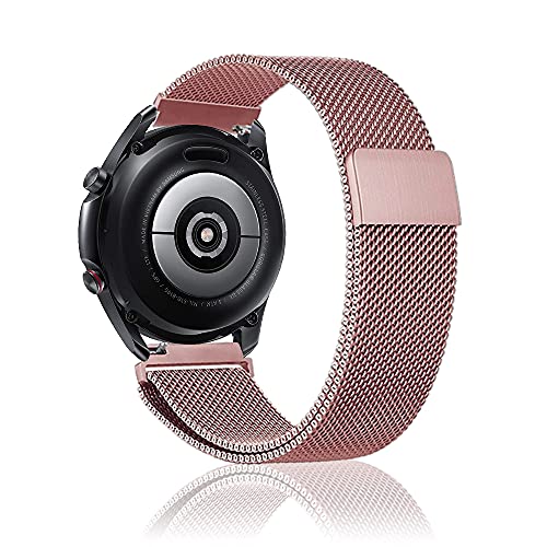 Niboow 22mm Armband für Xiaomi Watch S1/Watch S1 Active/Mi Watch/Samsung Galaxy Watch 3 45mm, Edelstahl Ersatzband, Uhrenarmband für Samsung Gear S3 Frontier/S3 Classic/Gear S/Galaxy Watch 46mm-Rosa von Niboow