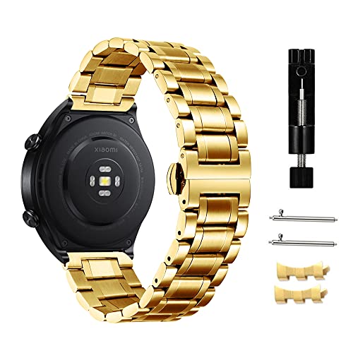 Niboow 22mm Armband fürXiaomi Watch 2 Pro/Watch S1/S1 Active/Mi Watch/Amazfit Balance/Bip 5/GTR 4/GTR 3 Pro, Edelstahl Metall Uhrenarmband Armbänder für Huawei Watch GT 4 46mm/Watch 4 Pro-Gold Niboow 22mm Armband fürXiaomi Watch 2 Pro/Watch S1/S1 Active/Mi Watch/Amazfit Balance/Bip 5/GTR 4/GTR 3 Pro, Edelstahl Metall Uhrenarmband Armbänder für Huawei Watch GT 4 46mm/Watch 4 Pro-Gold von Niboow