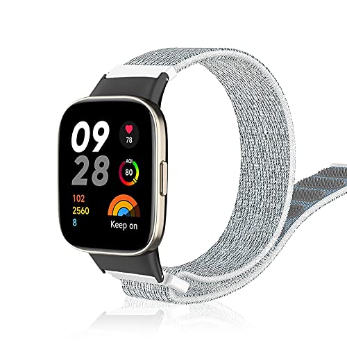 Niboow Armband Kompatibel mit Xiaomi Redmi Watch 3, Männer und Frauen Nylon Solo Loop Einstellbar Klettverschluss Ersatzband Armbänder Kompatibel mit Xiaomi Redmi Watch 3 - Weiss von Niboow