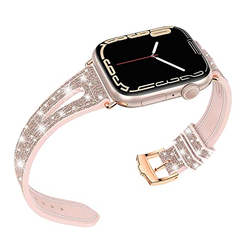 Niboow Armband für Apple Watch 49mm 46mm 45mm 44mm 42mm Series 10/Series 9/Series 8/Series 7/Series 6/Series 5/Series 4/3/2/1/Ultra 2, Glitzer Silikon Uhrenarmband für Apple iWatch/SE/SE 2 - Gold von Niboow