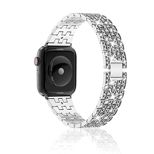 Niboow Armband für Apple Watch Series 9/Series 8/Series 7 [41mm] / Series 6/Series 5/Series 4/SE 2/SE [40mm] / Series 3/Series 2 [38mm], Diamant Uhrenarmband für Apple Watch Series 1 38mm - Silber von Niboow