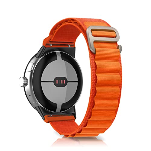 Niboow Armband für Google Pixel Watch 3 41mm 2024/Pixel Watch 2 2023/Pixel Watch 2022, Nylon Atmungsaktiv G-Haken Ersatzarmbänder für Google Pixel Watch 3 41mm/Pixel Watch 2/Pixel Watch - Orange von Niboow