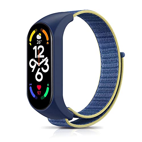 Niboow Armband für Xiaomi Smart Band 7 (Xiaomi Mi Band 7), Männer und Frauen Nylon Solo Loop Einstellbar Ersatzband Armbänder für Xiaomi Smart Band 7 (Xiaomi Mi Band 7) - Blau/Weiss von Niboow