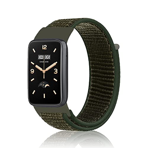 Niboow Armband für Xiaomi Smart Band 7 Pro (Xiaomi Mi Band 7 Pro), Männer und Frauen Nylon Solo Loop Einstellbar Ersatzband Armbänder für Xiaomi Smart Band 7 Pro (Xiaomi Mi Band 7 Pro)-Grün von Niboow