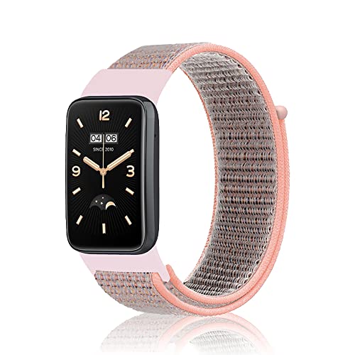 Niboow Armband für Xiaomi Smart Band 7 Pro (Xiaomi Mi Band 7 Pro), Männer und Frauen Nylon Solo Loop Einstellbar Ersatzband Armbänder für Xiaomi Smart Band 7 Pro (Xiaomi Mi Band 7 Pro)-Rosa von Niboow