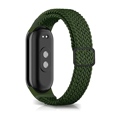 Niboow Geflochtenes Armband für Xiaomi Smart Band 8 (Xiaomi Mi Band 8), Männer Frauen Verstellbarer Nylon Elastischer Armbänder für für Xiaomi Smart Band 8 (Xiaomi Mi Band 8)- Grün von Niboow