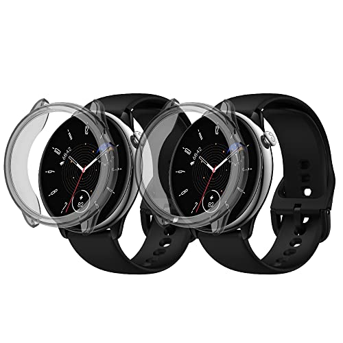 Niboow Hülle [2-Stück] Kompatibel mit Amazfit GTR Mini, mit Kratzfest Displayschutzfolie, Soft TPU Stoßfestes Schutzhülle Kompatibel mit Amazfit GTR Mini - Schwarz + Schwarz von Niboow