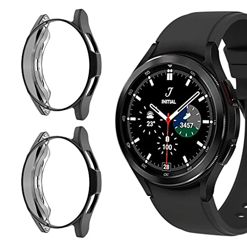 Niboow Hülle [2-Stück] Kompatibel mit Samsung Galaxy Watch 4 Classic 46mm, Kratzfest Hülle ​, Soft TPU Stoßfestes Schutzhülle Kompatibel mit Samsung Galaxy Watch 4 Classic 46mm-Schwarz/Schwarz von Niboow