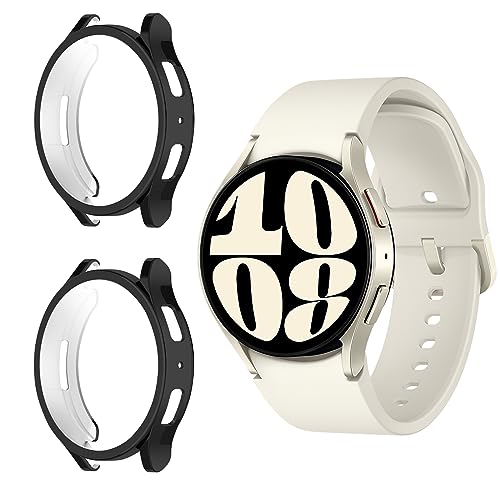 Niboow Hülle [2-Stück] Kompatibel mit Samsung Galaxy Watch 6 40mm, mit Kratzfest Displayschutzfolie, Soft TPU Stoßfestes Schutzhülle Kompatibel mit Samsung Galaxy Watch 6 40mm - Schwarz + Schwarz von Niboow