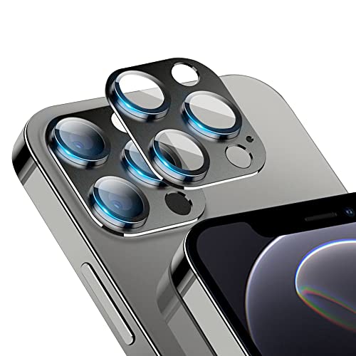 Niboow Kamera Linse Schutzfolie Kompatibel mit iPhone 12 Pro, Kratzfest HD Klar Objektivschutz, Panzer Schutz Glas Aluminiumlegierung Linse Protector Hülle für iPhone 12 Pro-Schwarz von Niboow