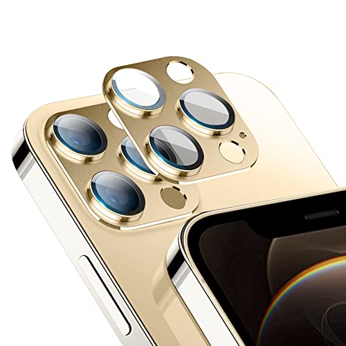 Niboow Kamera Linse Schutzfolie für iPhone 12 Pro, Kratzfest HD Klar Objektivschutz, Panzer Schutz Glas Aluminiumlegierung Linse Protector Hülle Kompatibel mit iPhone 12 Pro-Gold von Niboow