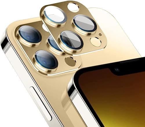 Niboow Kameraschutz Kompatibel mit iPhone 13 Pro/13 Pro Max, Anti-Kratzer HD Klar Kameraschutz, Aluminiumlegierung Schutzglas Kamera Linse Schutzfolie Kompatibel mit iPhone 13 Pro/13 Pro Max - Gold von Niboow