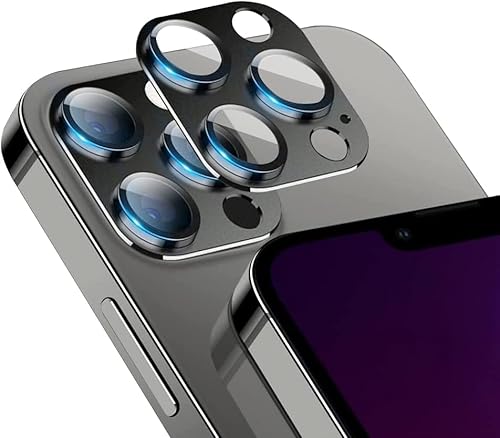 Niboow Kameraschutz Kompatibel mit iPhone 13 Pro/13 Pro Max, Anti-Kratzer HD Klar Kameraschutz, Aluminiumlegierung Schutzglas Kamera Linse Schutzfolie Kompatibel mit iPhone 13 Pro/13 Pro Max - Schwarz von Niboow