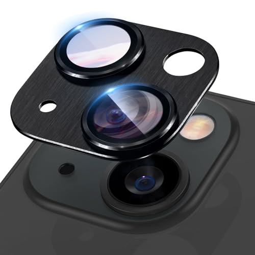 Niboow Kameraschutz Kompatibel mit iPhone 15/15 Plus, Anti-Kratzer HD Klar Kameraschutz, Aluminiumlegierung Schutzglas Kamera Linse Schutzfolie Kompatibel mit iPhone 15/15 Plus - Schwarz von Niboow
