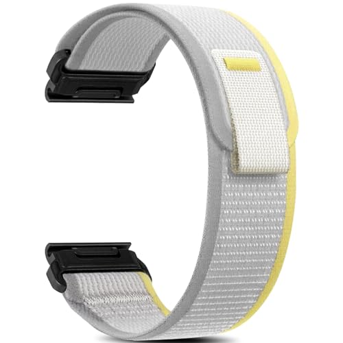 Niboow QuickFit 22mm Armband für Garmin Fenix 7 Pro Solar/Fenix 7/Fenix 6 GPS/Fenix 6 Pro GPS, Nylon Weich Ersatzarmbänder für Garmin Fenix 6 Pro Solar/Fenix 5/Fenix 5 Plus/Descent G1 - Weiß von Niboow