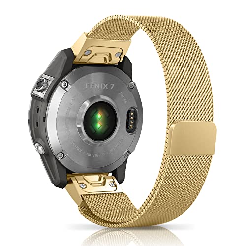 Niboow QuickFit 22mm Armband für Garmin Fenix 8 47mm/Fenix E 47mm/Fenix 7 Pro Solar/Fenix 7/Epix 2 Pro 47mm, Edelstahl Ersatzband Uhrenarmband für Garmin Fenix 6 GPS/6 Pro GPS/5 Plus/Descent G1 - Gold Niboow QuickFit 22mm Armband für Garmin Fenix 8 47mm/Fenix E 47mm/Fenix 7 Pro Solar/Fenix 7/Epix 2 Pro 47mm, Edelstahl Ersatzband Uhrenarmband für Garmin Fenix 6 GPS/6 Pro GPS/5 Plus/Descent G1 - Gold von Niboow