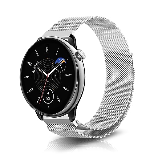 NicMool 20mm Armband für Amazfit Active 2/Active/GTR Mini/GTS 4/GTS 4 Mini/Bip 3/Bip 3 Pro, Metall Mesh mit Magnetverschluss Uhrenarmband für GTS 3/GTS 2e/GTS 2/GTS - Silber NicMool 20mm Armband für Amazfit Active 2/Active/GTR Mini/GTS 4/GTS 4 Mini/Bip 3/Bip 3 Pro, Metall Mesh mit Magnetverschluss Uhrenarmband für GTS 3/GTS 2e/GTS 2/GTS - Silber von NicMool