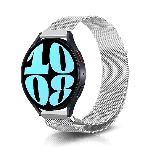 NicMool 20mm Armband für Samsung Galaxy Watch 6 Classic/6/5/5 Pro 45mm/4/4 Classic, Metall Mesh mit Magnetverschluss Uhrenarmband, Edelstahl Ersatzband für Galaxy Watch 3 41mm/Watch 42mm - Silber von NicMool