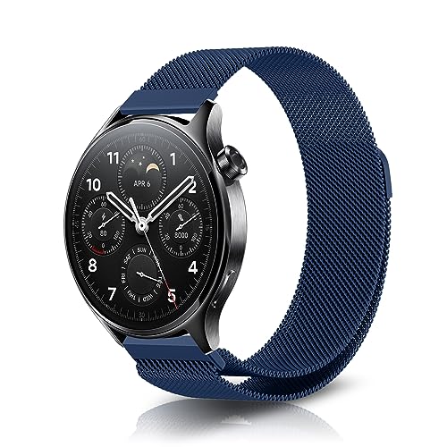 NicMool 22mm Armband für Xiaomi Watch S3/Watch 2 Pro/Watch S1 Pro/Mi Watch S1 Active, Metall Mesh mit Magnetverschluss Uhrenarmband, Edelstahl Ersatzband für Xiaomi Mi Watch/Mi Watch S1- Blau von NicMool