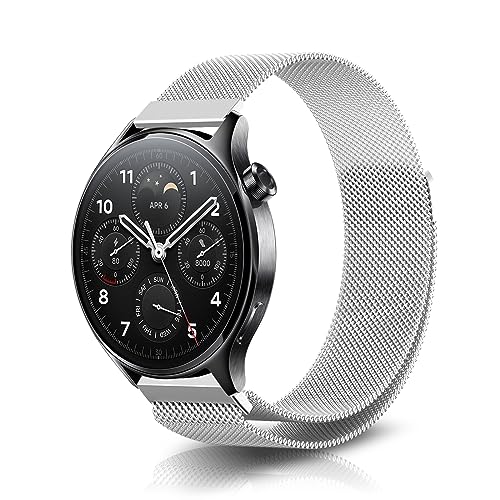 NicMool 22mm Armband für Xiaomi Watch S3/Watch 2 Pro/Watch S1 Pro/Mi Watch S1 Active, Metall Mesh mit Magnetverschluss Uhrenarmband, Edelstahl Ersatzband für Xiaomi Mi Watch/Mi Watch S1- Silber von NicMool
