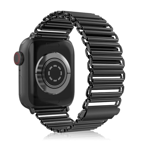 NicMool Armband für Apple Watch 42mm 44mm 45mm 46mm 49mm, Damen Herren Edelstahlarmband für iWatch Ultra 2/Ultra, iWatch Series 10/9/8/7/6/5/4/3/2/1/SE/SE 2 - Schwarz von NicMool