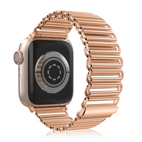NicMool Metall Armband für Apple Watch 38mm 40mm 41mm 42mm, Damen Herren Edelstahlarmband für Apple Watch Series 10 42mm/iWatch Series 9/8/7/6/5/4/3/2/1/SE - Roségold von NicMool
